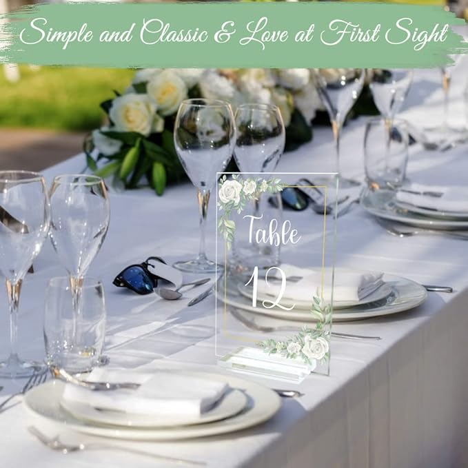 OurWarm White Rose Acrylic Wedding Table Numbers 1-20, 4x6 Inch Printed - Image 5
