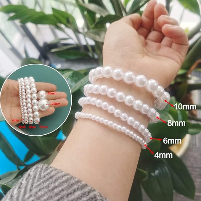 600pcs White Pearl Beads Bulk, 8mm Round White Pearl Beads - Image 2