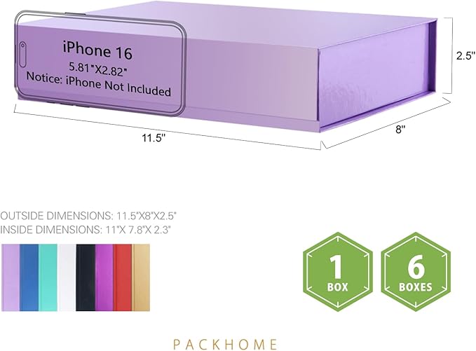 PACKHOME Gift Box 11.5x8x2.5 Inches, Sturdy Shirt Box - Image 2