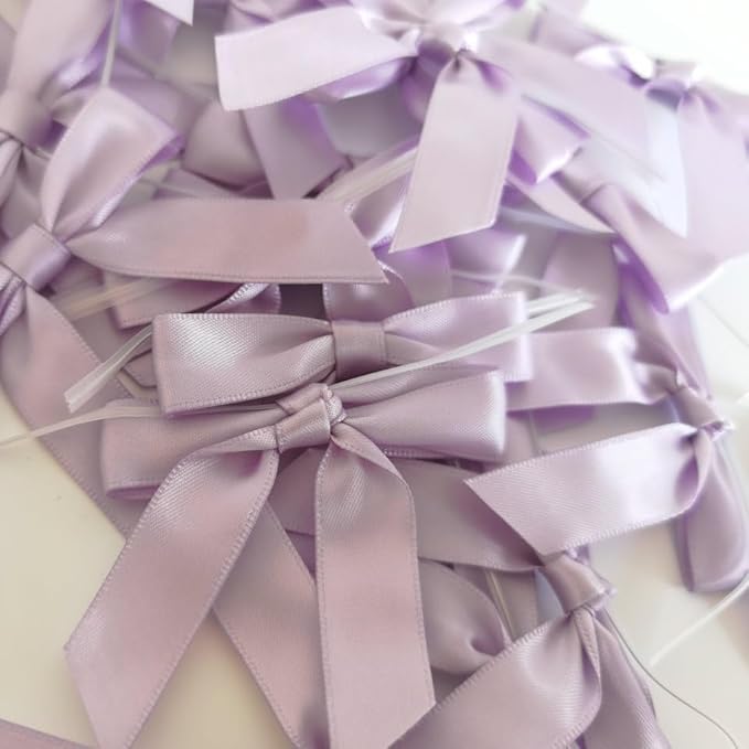 50pcs 2-1/2" Lavender Satin Ribbon Bows - Image 9