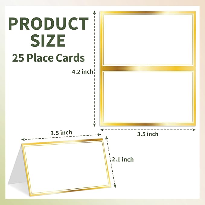 25 Premium Place Cards for Table Seating, Wedding Name Place Card - Image 2