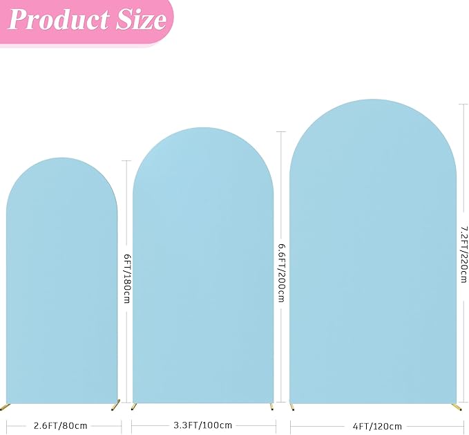 Fomcet Wedding Arch Cover 7.2FT, 6FT Dusty Blue Spandex Fitted Fabric Backdrop - Image 2