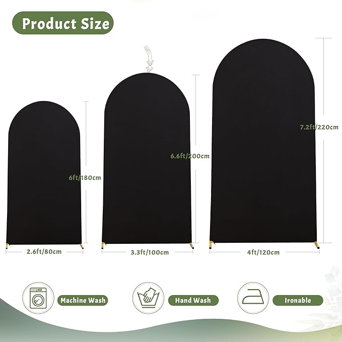 6.6FT Black Arch Backdrop Cover - Image 3