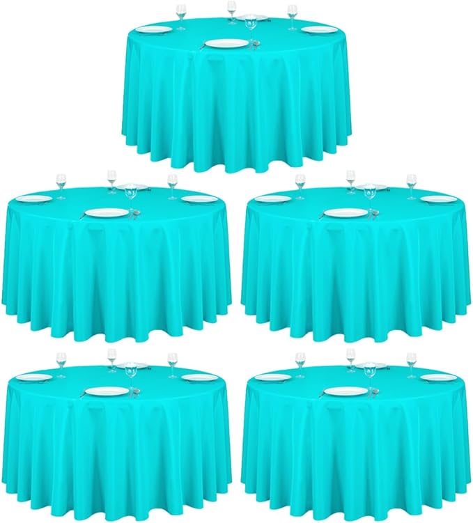LTC LINENS 5 Pack 120 Inch Round Tablecloth Turquoise by LTCLINENS