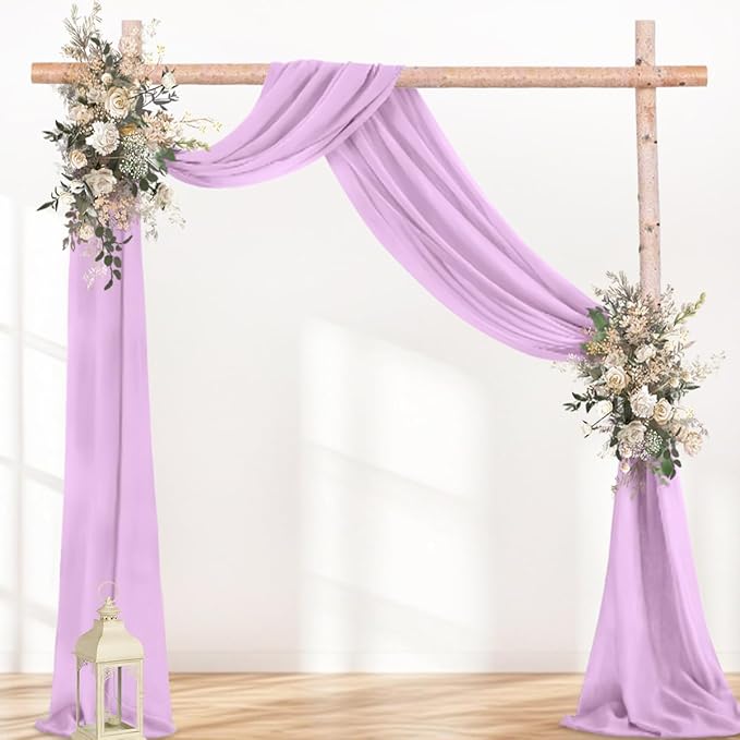 Lilac 2 Panels Wedding Arch Draping Fabric 29" x 20Ft Sheer Drapes Outdoor - Image 2