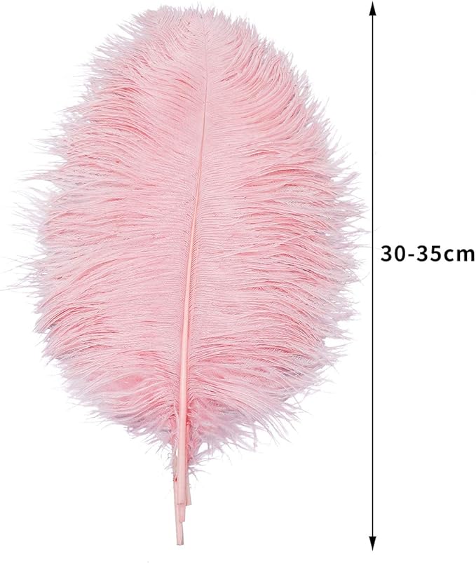 12pcs Natural Lotus Pink Ostrich Feathers 12-14inch - Image 3