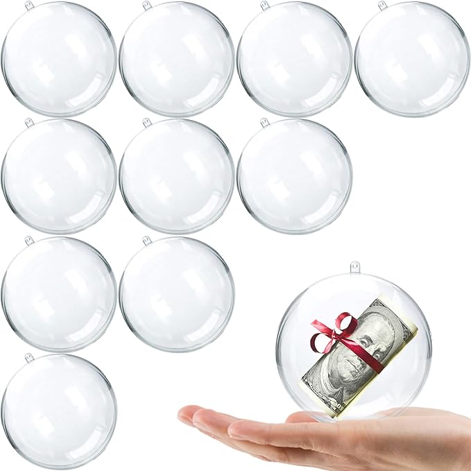 Fillable Christmas Ornaments Balls 80mm 10pk Clear Plastic Fillable Ornaments by Jishi