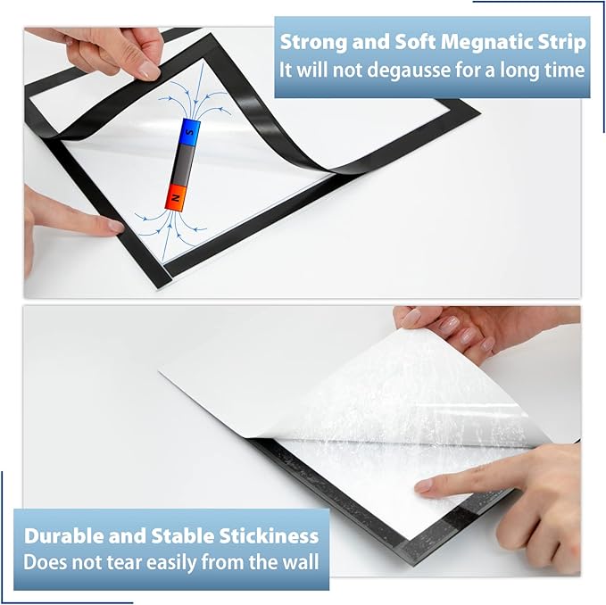 10Pack Magnetic Sign Holder 8.5 x 11, Self Adhesive Magnetic Frames - Image 4