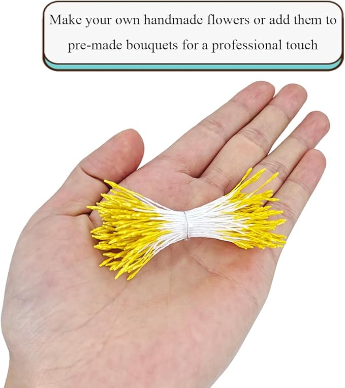 HAHIYO 1000Pcs 1mm Yellow Pearl Double Head Flower Pistil - Image 4