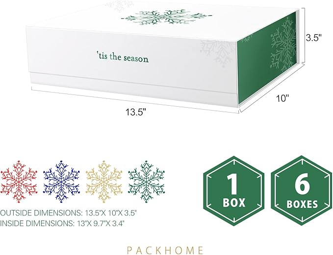 PACKHOME Christmas Gift Box 13x9.7x3.4 Inches, Large Gift Box - Image 6