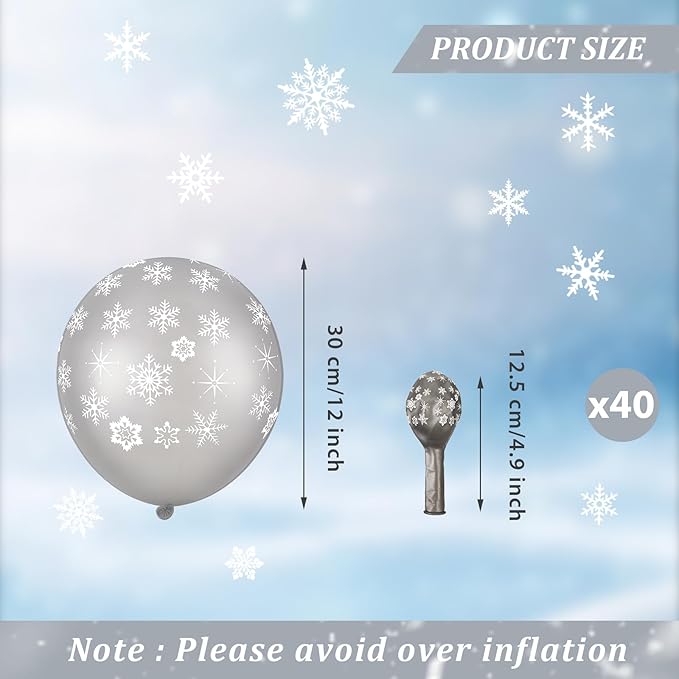 Skylety 40 Pieces Snowflake Balloons Bulk Winter Transparent Snowflake Latex - Image 2