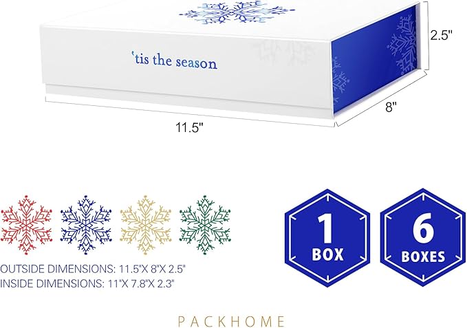 PACKHOME 6 Christmas Gift Boxes 11x7.8x2.3 Inches, Gift Boxes - Image 6