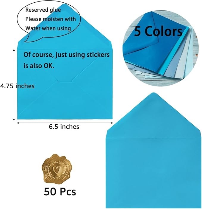 50 Pack Colored A6 Invitation Envelopes 4x6 - Image 2