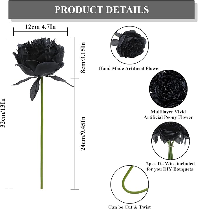 U'Artlines 10 Heads Artificial Peony Silk Flower Leaf Home Office Wedding Party - Image 3