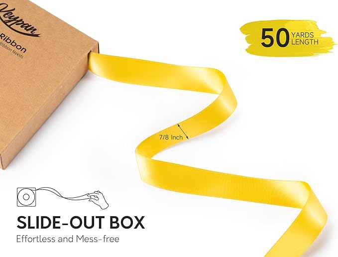 Yellow Ribbon 7/8 Inch x 50 Yards Double-Faced Satin Ribbons - Image 2
