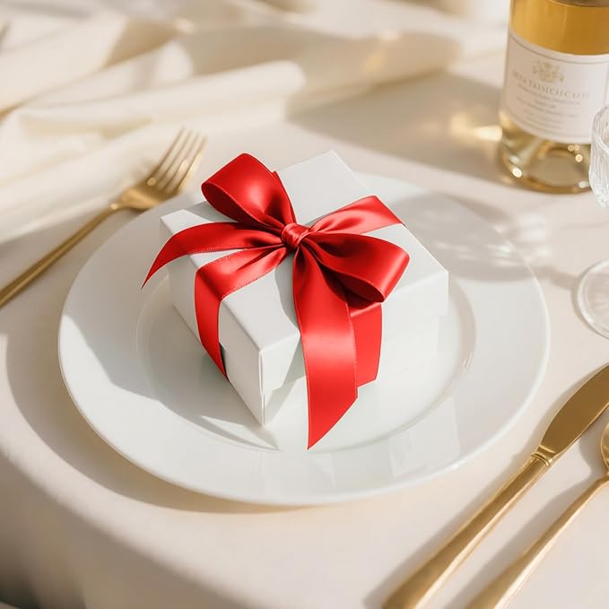 1 inch x 25 Yards Double Faced Red Satin Ribbon, Polyester Ribbon - Image 3