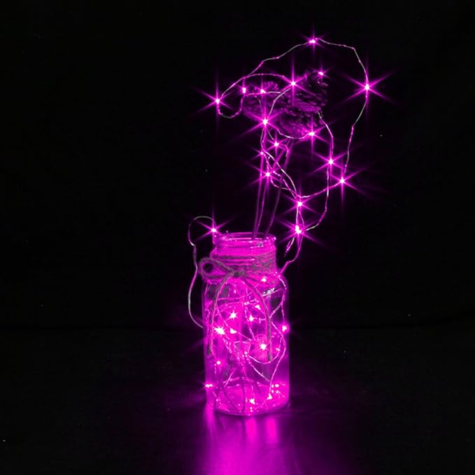 CYLAPEX 6 Pack Pink Fairy Lights String Battery Operated Fairy Lights Firefly - Image 2