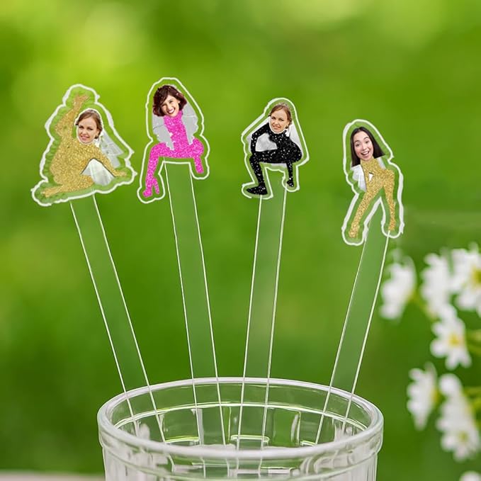 Personalized 50 pcs Double-Sided Wedding Stir Stick, Custom Bride Face Dancers - Image 6