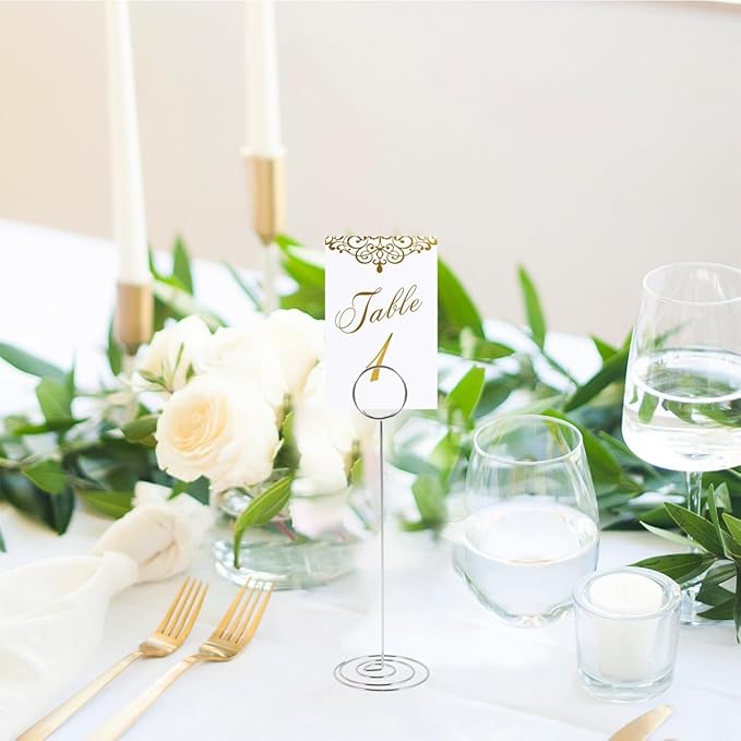 12Pcs Table Number Holder 8.66inch Tall Metal Iron Place Card Holder - Image 3