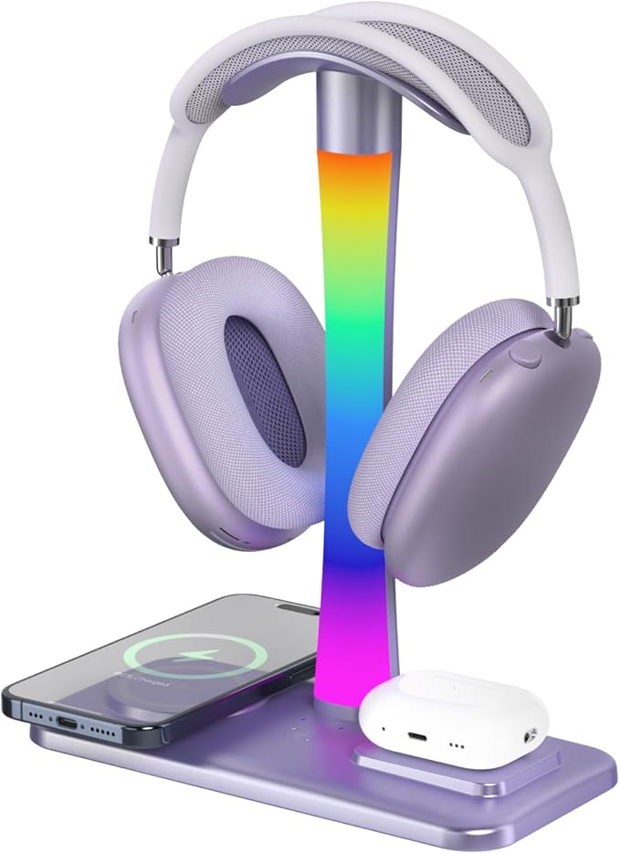 Headphone Stand with Wireless Charger, Gaming Headset Stand with RGB Light Mode - Image 9