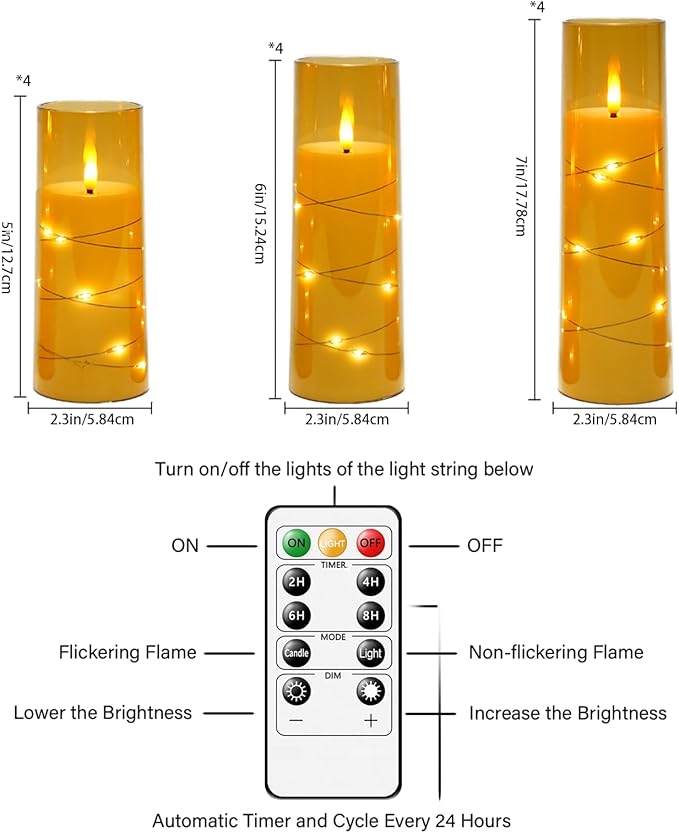 Flameless Candles with Embedded Star String - Image 3