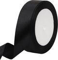Black Solid Satin Ribbon 1 Inch 25 Yards Solid Polyester Fabric Ribbon by Riunbb