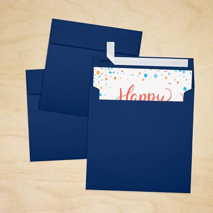 LUXPaper Square Invitation Envelopes | Peel & Press | 6" x 6" | Navy Blue | - Image 7