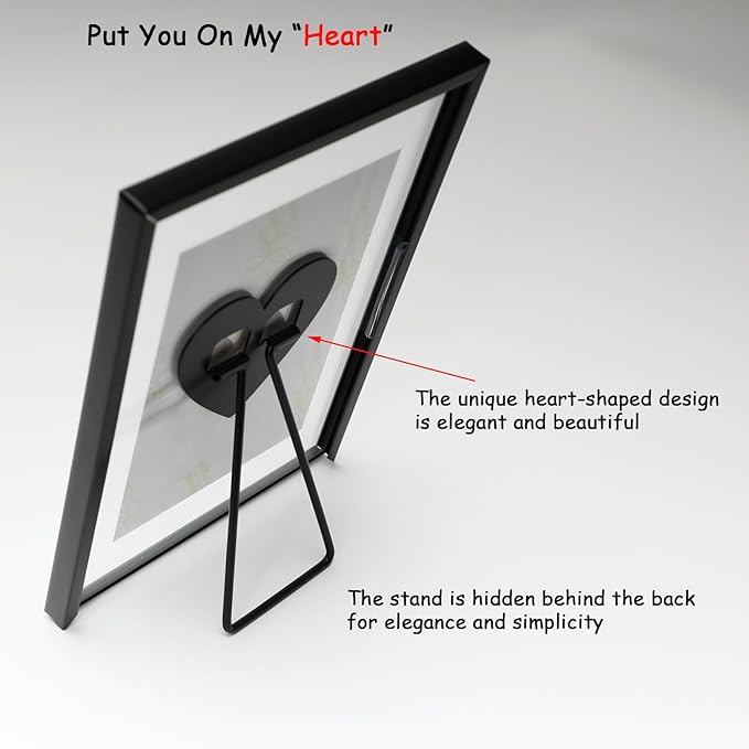 Black Floating Frame with Romantic Heart, - Image 3