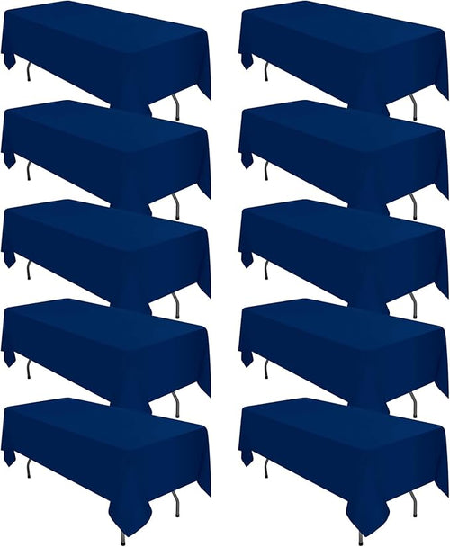 10 Pack Navy Blue Tablecloths for 8ft Rectangle Tables 60 x 126 Inch by REWOMC