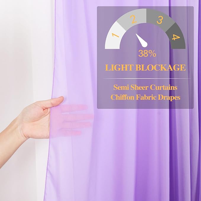 DUOBAO Lavender Chiffon Backdrop Curtain-2 Panels 29"x120" Wide 74cm by 300cm - Image 4