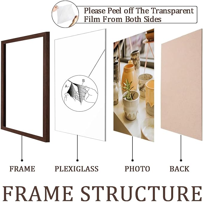 KTKDE A4 Picture Frame Set of 6, Document 8.3x11.7 Certificate Frame Walnut - Image 4