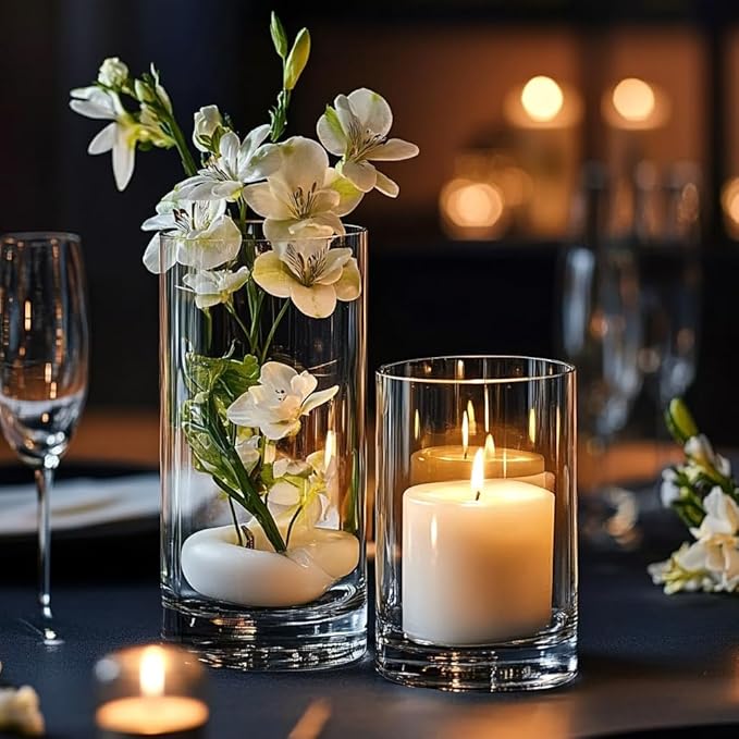 Glass Cylinder Vase Set of 18 for Centerpieces, 6 inch Tall Clear Vase Bulk - Image 5