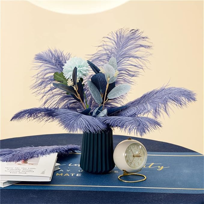 NEWONG 30pcs Blue-Purple Ostrich Feathers Natural Bulk 9-12inch Vase Craft - Image 7
