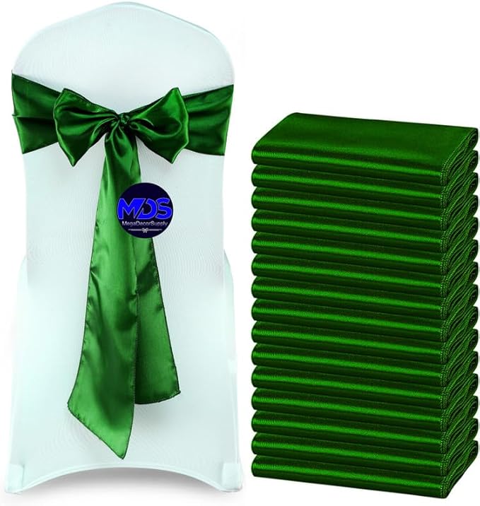 MDS Pack of 300 PCS Satin Chair Sashes Charmeuse Sateen Dining Chair Bows by MDS