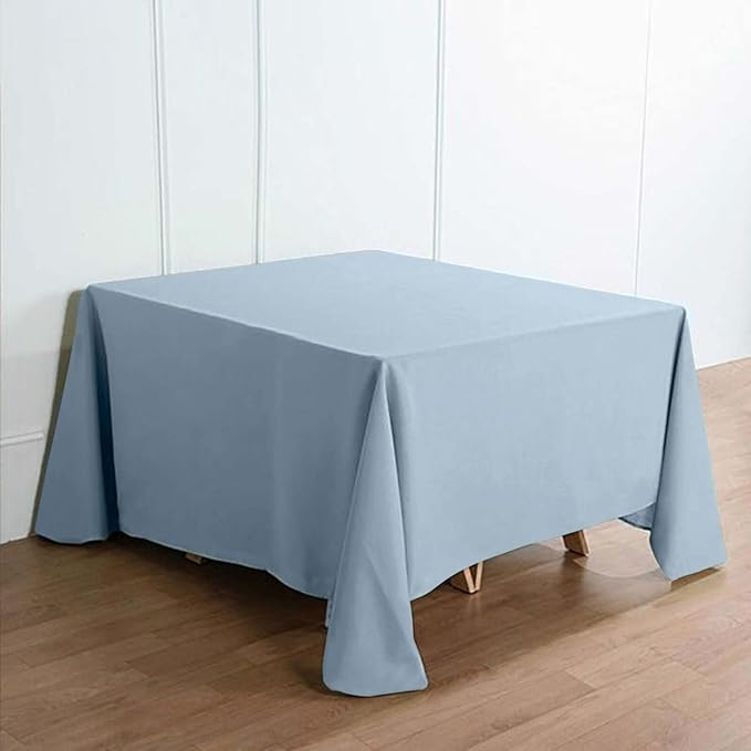Efavormart 90" Dusty Blue Wholesale Linens Polyester Square Linen Tablecloth - Image 8