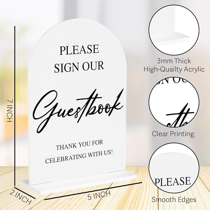 Wedding Guest Book Sign Please Sign Our Guestbook Sign Acrylic Arch Wedding - Image 2