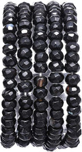 Faceted Natural Black Agate Stone Rondelle 4x6mm Loose Semi Gemstone Beads by Beadia