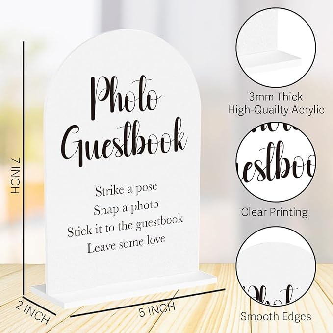 Photo Guest Book Sign for Wedding Acrylic Arch Wedding Bridal Shower Baby - Image 2