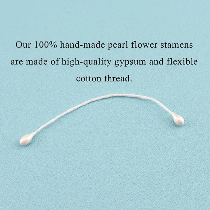 HAHIYO 700Pcs 3mm White Pearl Double Heads Flower Stamen Pistil Hand-Made - Image 2