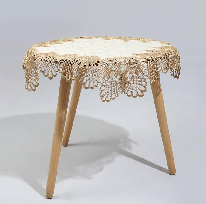 vctops Damask Lace Patchwork Tablecloth Luxury Square Small Table Cover Elegant - Image 2