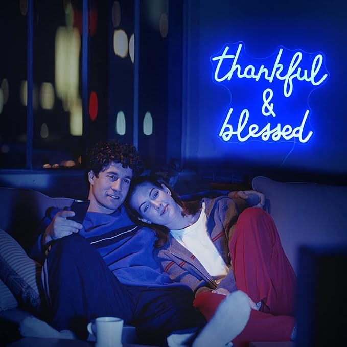 Thankful and Blessed Neon Sign Thanksgiving Led Sign Blessed Neon Lights Blue - Image 6