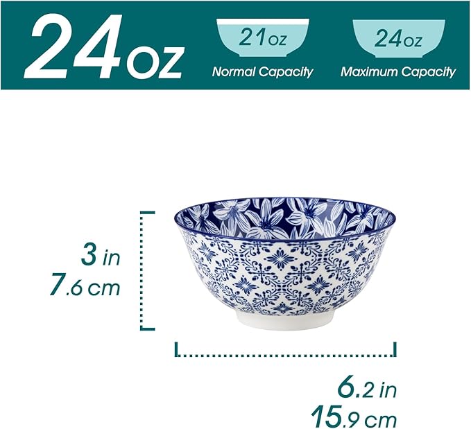 vancasso SELENE 24 oz Cereal Bowls set of 6, Ceramic Soup Bowls - Image 2