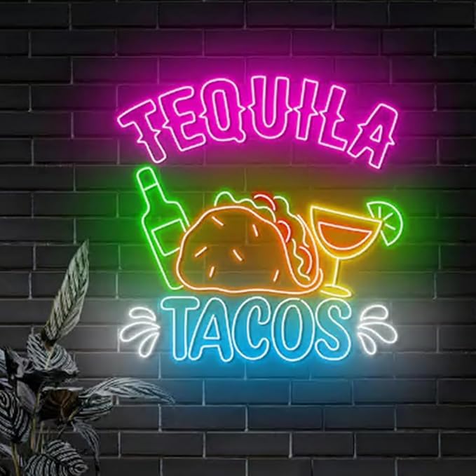 Tequila Tacos Neon Sign, Tacos Tequila Restaurant Led Sign, Mexican Restaurant - Image 4