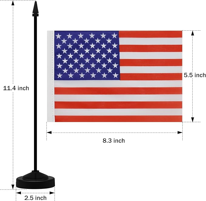 NQ American Desk Flag Set, 8.3 X 5.5 Inch Small American Flags on Stick - Image 3