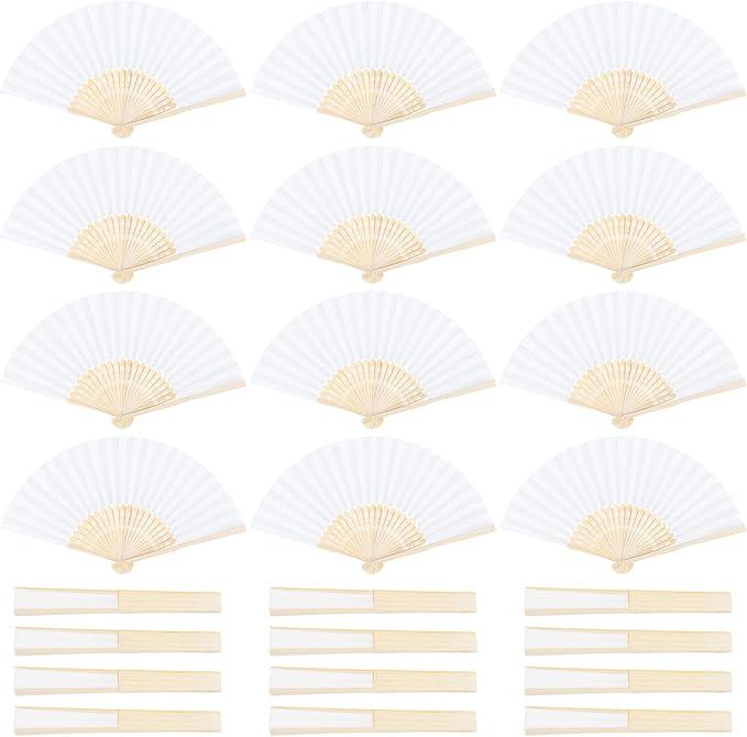 Aneco 24 Pieces Handheld Paper Fans Paper Folding Fans by Aneco