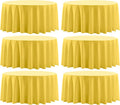 Round Tablecloth 132 Inch 6 Pack Yellow Tablecloths Washable Decorative Linen by AOCOZHomeLifeMuseum