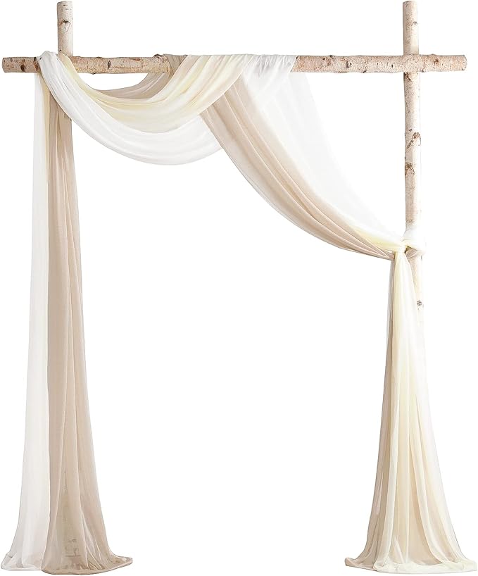 Floroom Wedding Arch Draping Fabric 3 Panels 20Ft Chiffon Fabric Drapes Arbor by Floroom