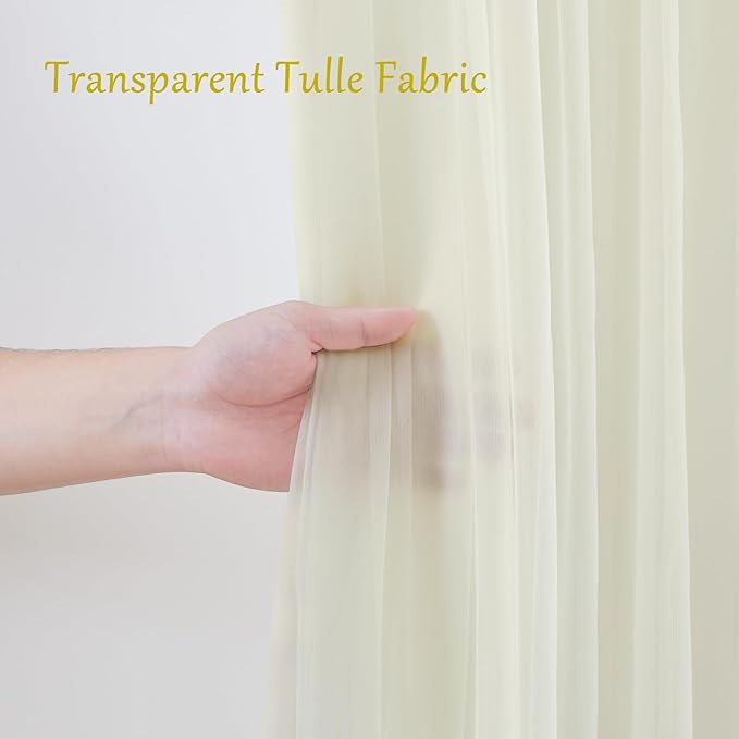 20×10ft Cream White Tulle Backdrop Curtain - Image 4