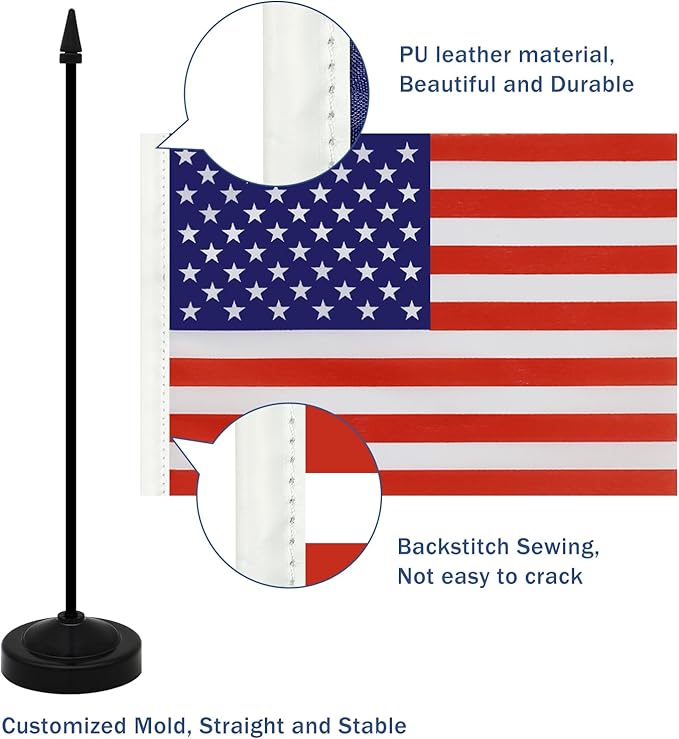 NQ American Desk Flag Set, 8.3 X 5.5 Inch Small American Flags on Stick - Image 5