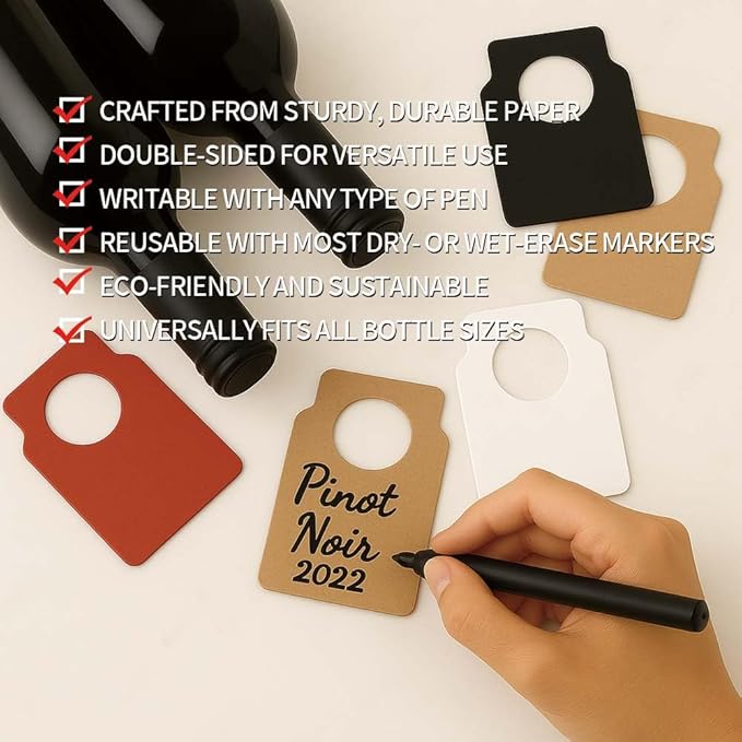 200 PCS Wine Bottle Tags –Paper Hanging Cellar Labels - Image 4